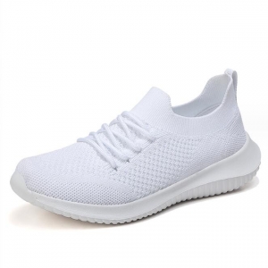 White Knitted Slip on Trainers